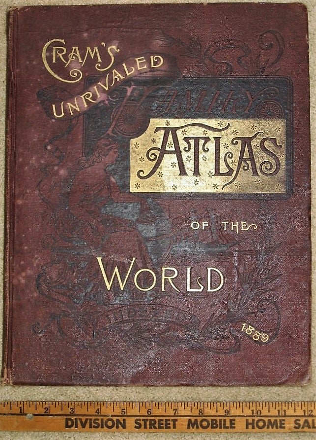 Item #0711015 CRAM'S UNRIVALED ATLAS OF THE WORLD INDEXED 1889. Atlas, George F. Cram.