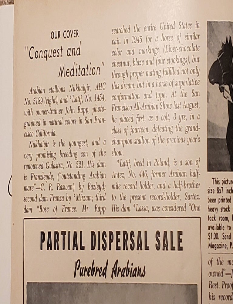 Item #2009046 HORSE LOVER'S MAGAZINE: Including features of Back in the Saddle and Equestrian Magazines (Feb-Mar, 1952). Horses.