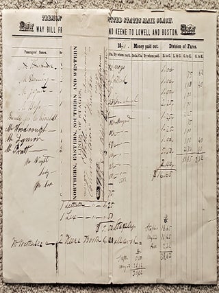 Item #2111010 BOSTON AND BRATTLEBOROUGH STAGECOACH WAYBILL & TICKET Sept. 9, 1840. Boston,...