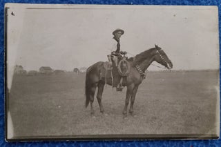 Item #2111065 ARMED COWBOY ON HORSE PHOTO. Photograph, Cowboy on horse