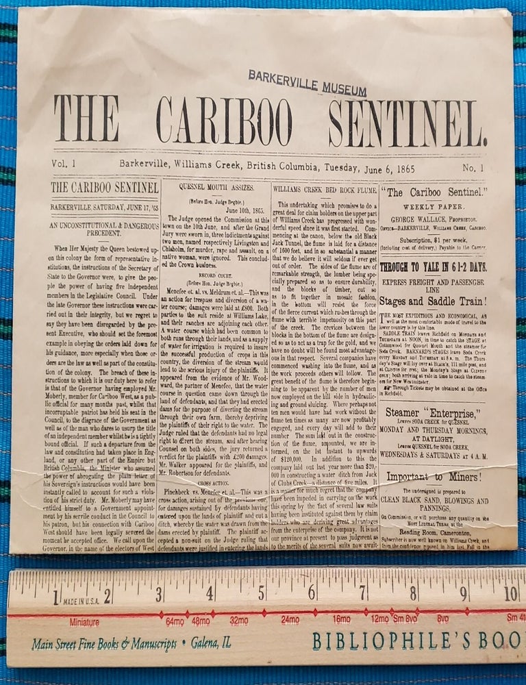 Item #2606005 THE CARIBOO SENTINEL (repro Vol. 1 No. 1). British Columbia.