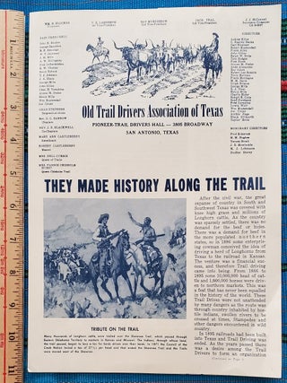 Item #2606047 THEY MADE HISTORY ALONG THE TRAIL. Texas, Will Rogers