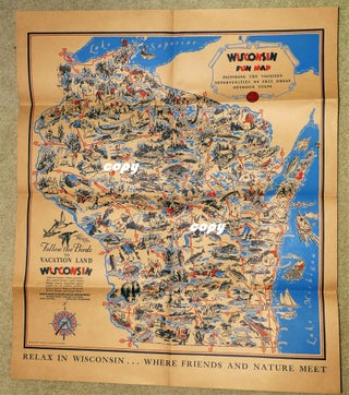 Item #5009096 WISCONSIN FUN MAP: FOLLOW THE BIRDS TO VACATION LAND WISCONSIN. Wisconsin...