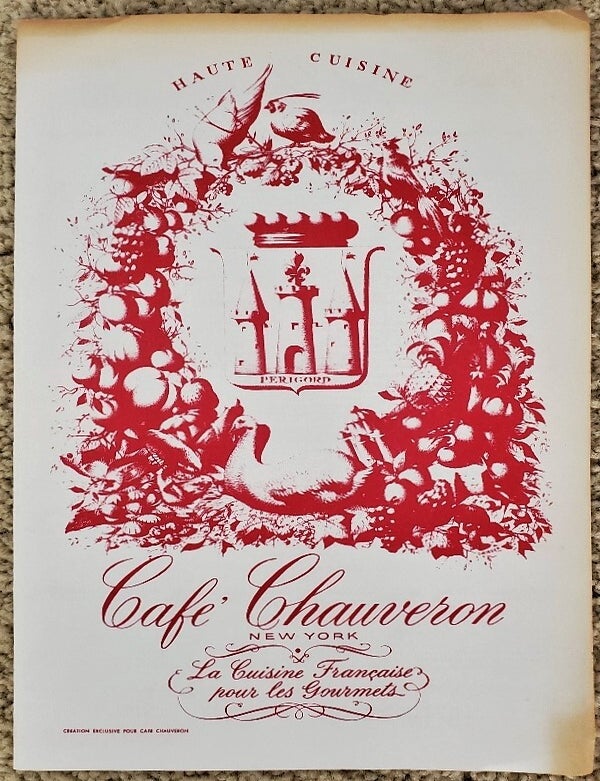 Item #5019052 CAFE' CHAUVERON La Cuisine Francaise pour les Gourmets - New York. New York Restaurant.