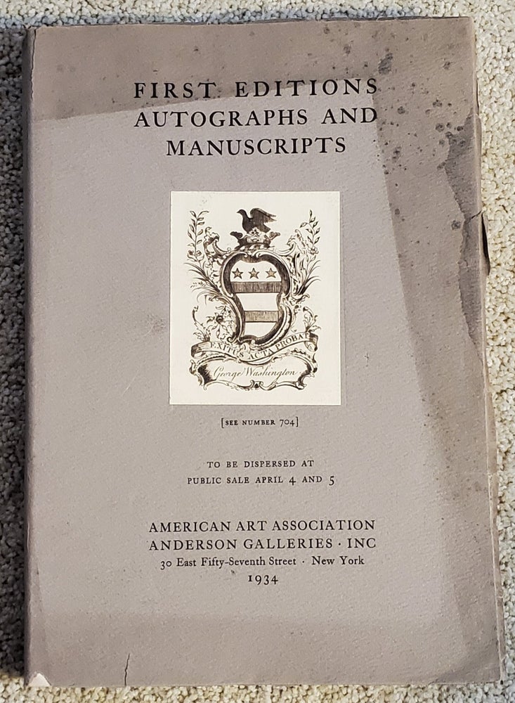 Item #5023029 FIRST EDITIONS AUTOGRAPHS AND MANUSCRIPTS. American Art Association, Inc Anderson Galleries.