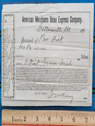 Item #5036020 AMERICAN MERCHANTS UNION EXPRESS COMPANY receipt 1860s. American Express, American...