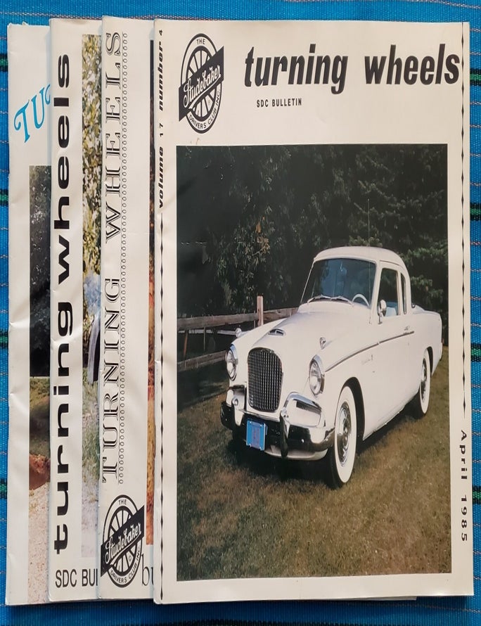 Item #RED005 STUDEBAKER -- SDC TURNING WHEELS BULLETIN 1985 (4 issues). Studebaker Drivers Club.