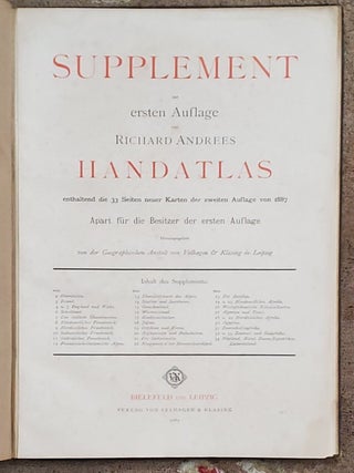Item #SHEL1174 SUPPLEMENT zur ERSTEN AUFLAGE von RICHARD ANDREES HANDATLAS enthaltend de 33...