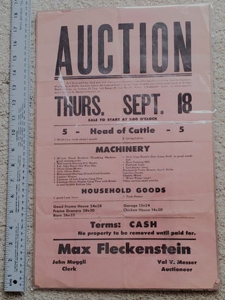 SOUTH DAKOTA FARM AUCTION POSTER. North Dakota, Val V. Messer.